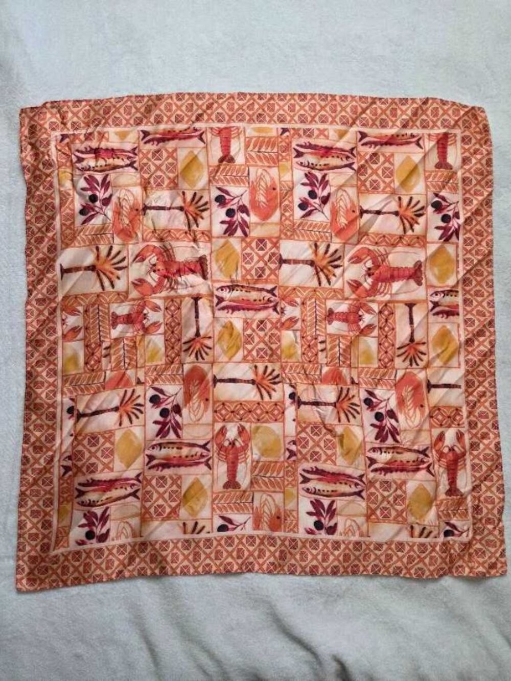 New Anthropologie Mediterranean seafood summer scarf with lobster shrimp & fish